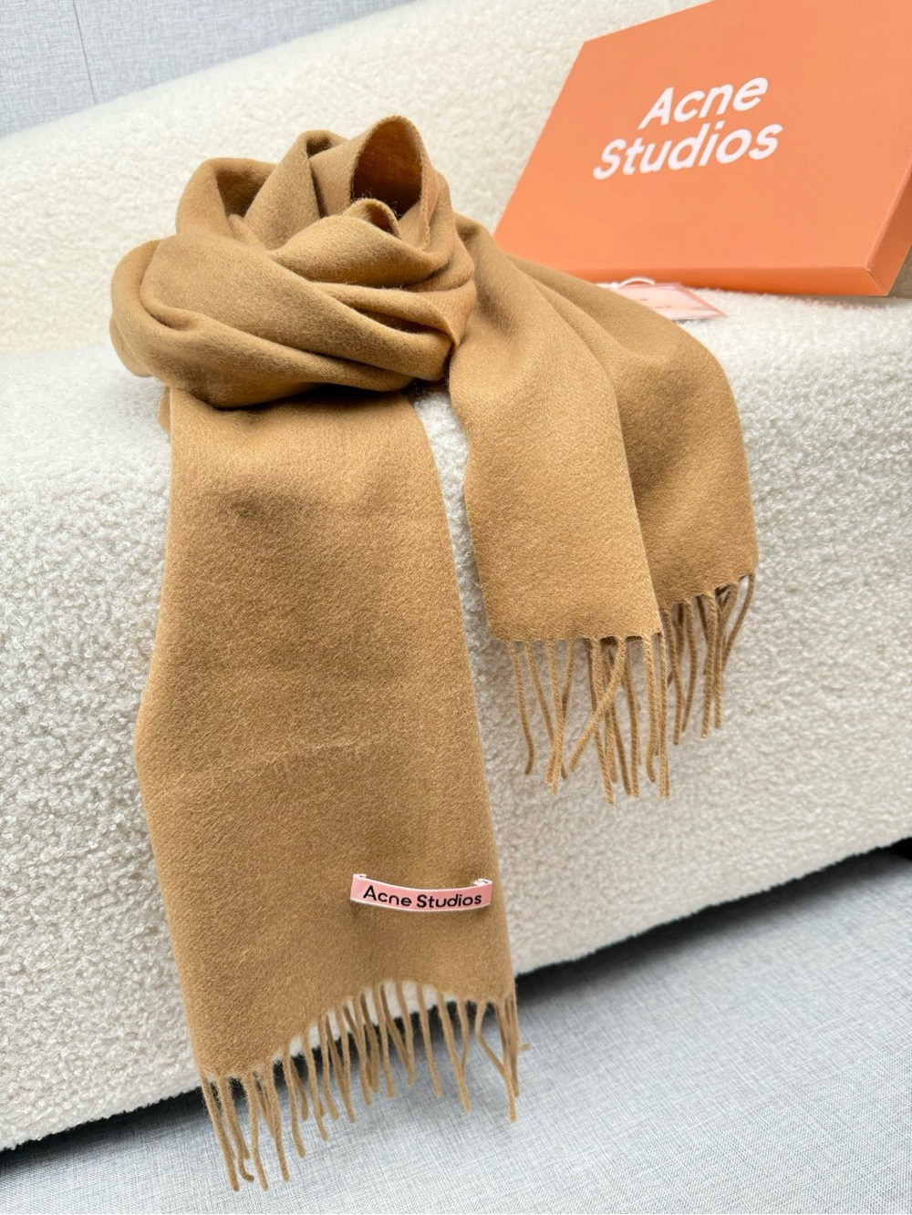 Acne Studios Camel/Tan Wool Fringe Scarf
